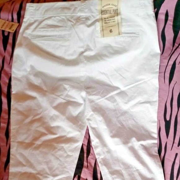 Maison Jules Bright White Essential Cuffed Ankle Pants 6 Mid Rise - Picture 2 of 4